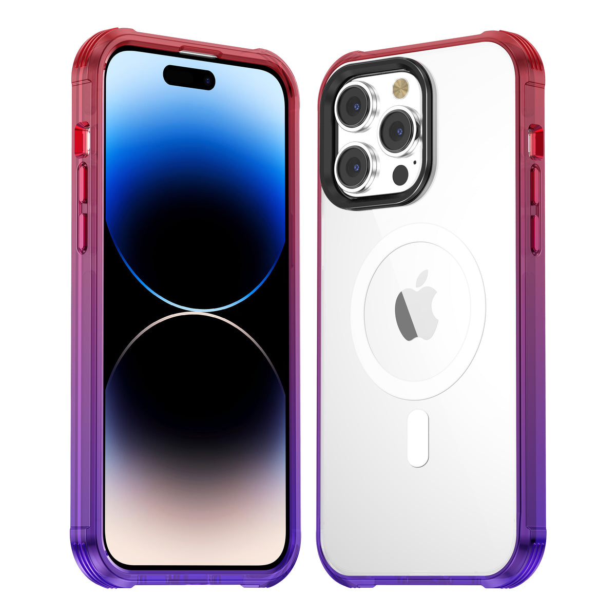 Red Purple Immersion dyeing Crystal & Black TPE Bumper Case