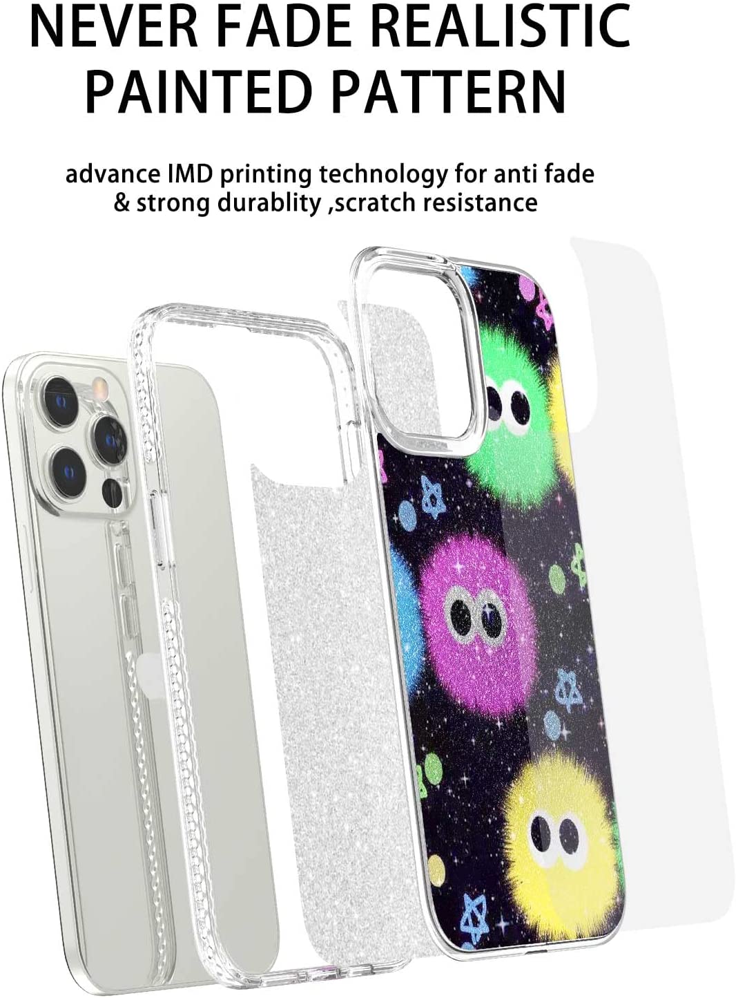 iPhone 13 Pro Max Glitter Case for Women,Sparkle Clear & Shockproof Protective Slim Phone Cover, Print Pattern Shiny Case Designed for iPhone 13 Pro Max(6.7'')(Blond Hair Bulb)
